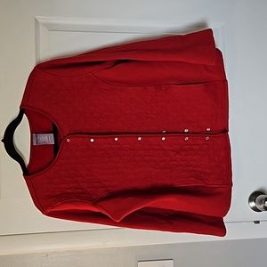 Laura Scott size L red button down sweater